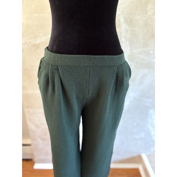 St. John Santana Knit Wide Leg Pants – Sz 6 - Hunter Green, Vintage Quiet Luxury - Picture 4 of 11